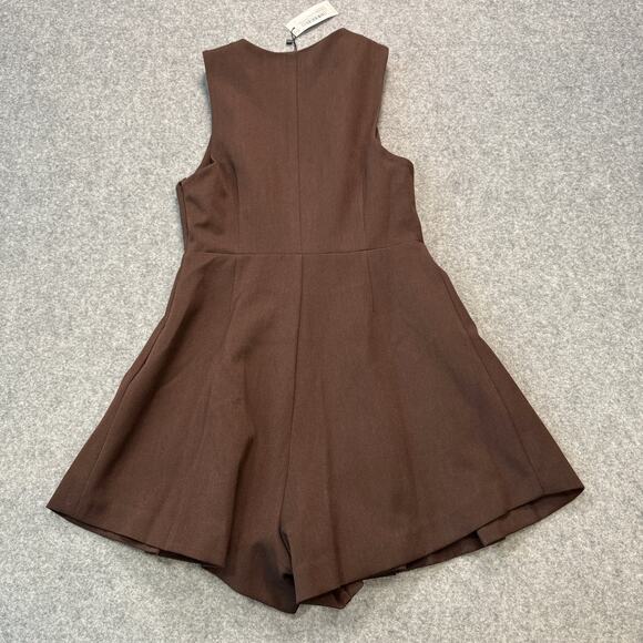 Women's Nasty Gal Brown Button Front and Pleated Romper Size 4 NEW - Picture 9 of 9